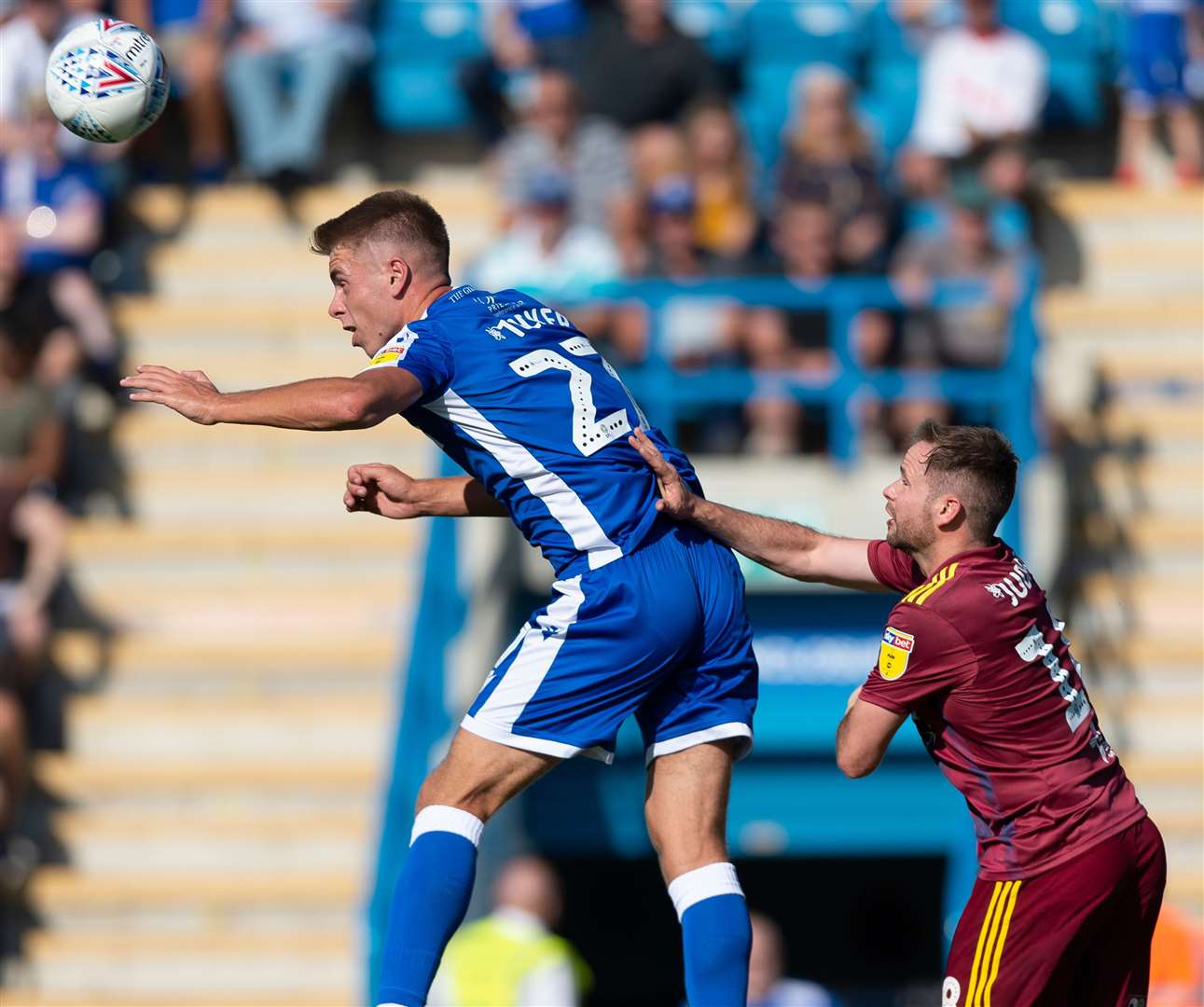 Gillingham's Jack Tucker clears his lines against Ipswich Picture: Ady Kerry