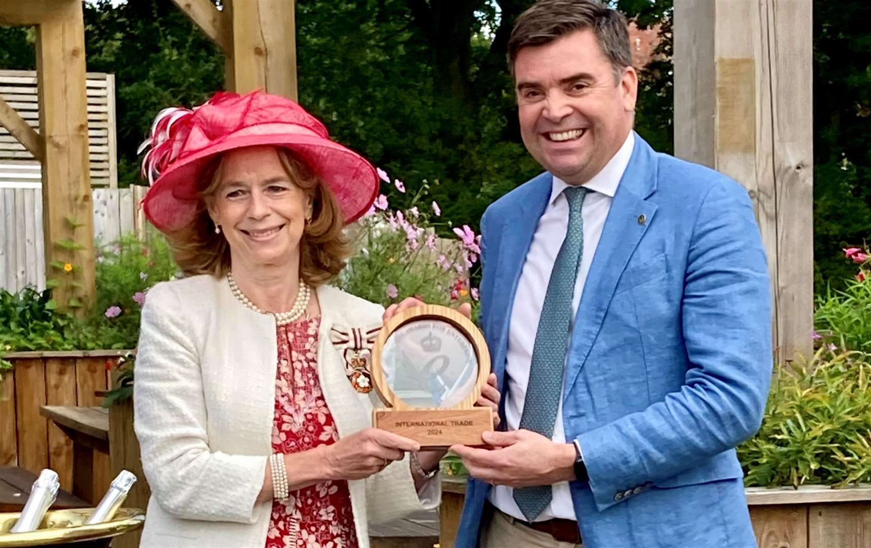 Lady Colgrain presents the award to Gusbourne CEO Jonathan White