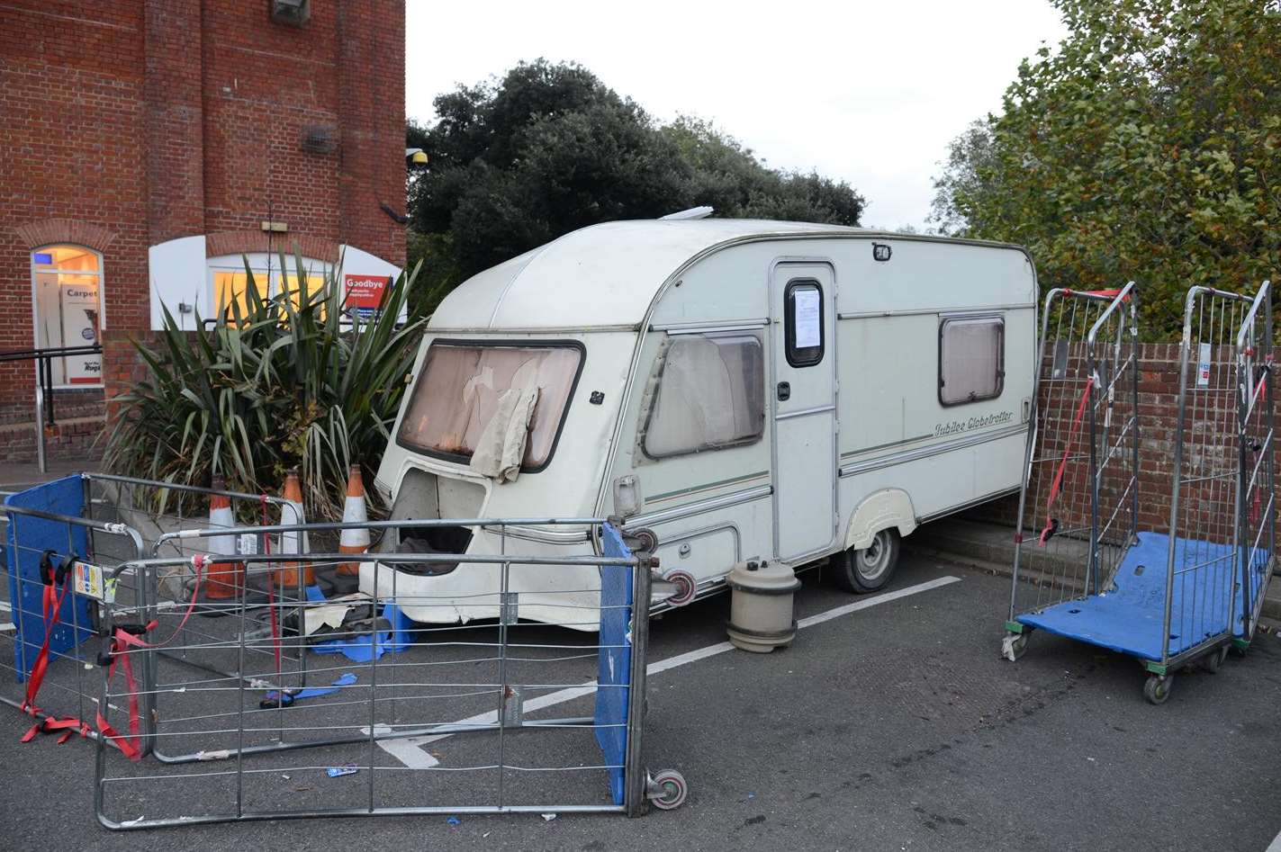 Abandoned caravan in Tesco car park