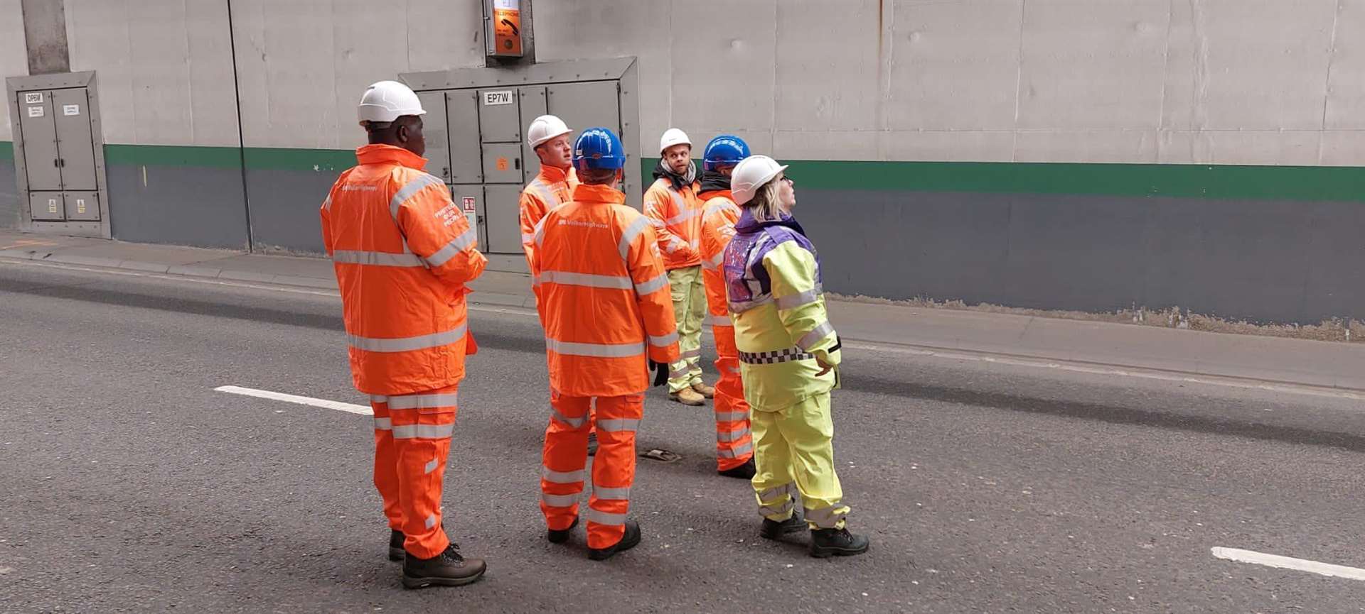 Medway council's assistant director of frontline services, Ruth Du-Lieu, right, visits the tunnel during one of this month's overnight closures. Picture: @rdulieu