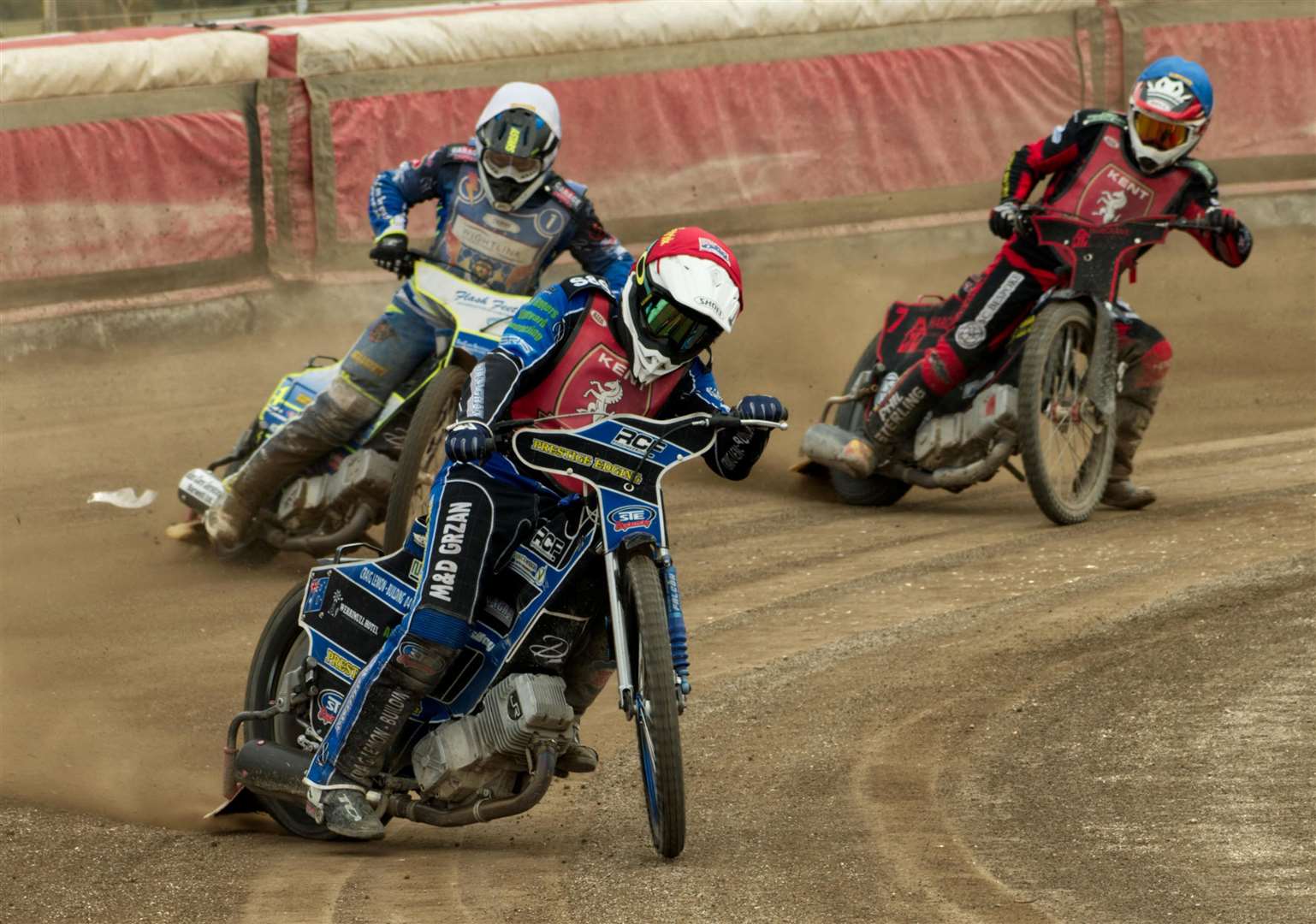 Maximum debutant Patrick Hamilton leading the way for the Kent Kings in the NORA League Cup final against the Isle of Wight Warriors Picture: Mike Pearce