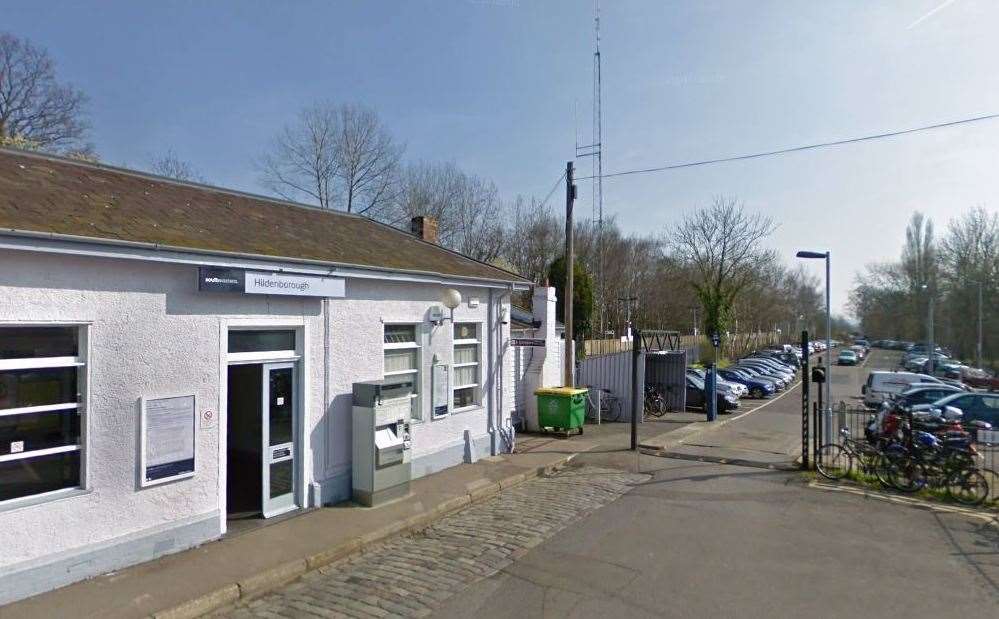 Hildenborough railway station, where a man was hit by a train on Saturday night