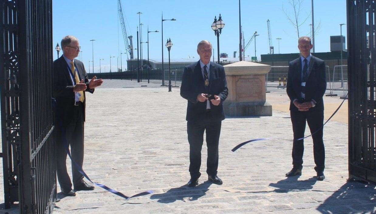 The opening ceremony, with a ribbon cutting, for Clock Tower Square. Picture: Port of Dover