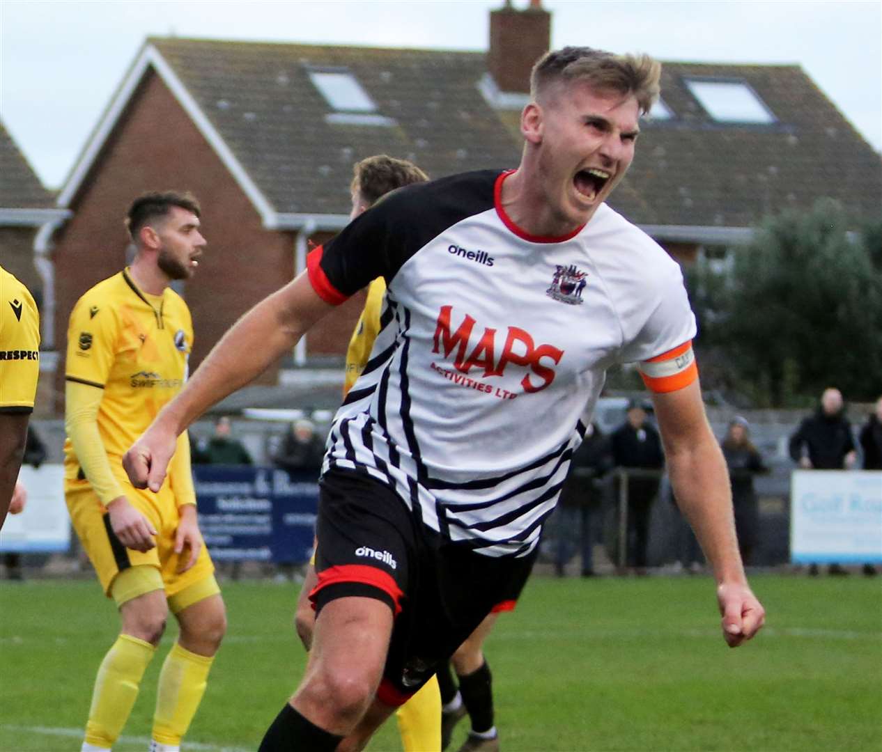 Kane Smith celebrates, having opened the scoring. Picture: Paul Willmott