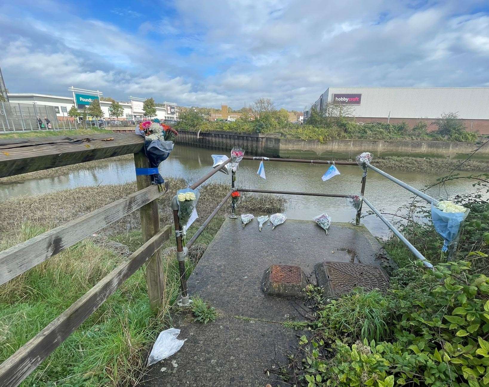 Tributes have been left for Regan Phillips near Morrisons in Strood. Picture: Joe Crossley