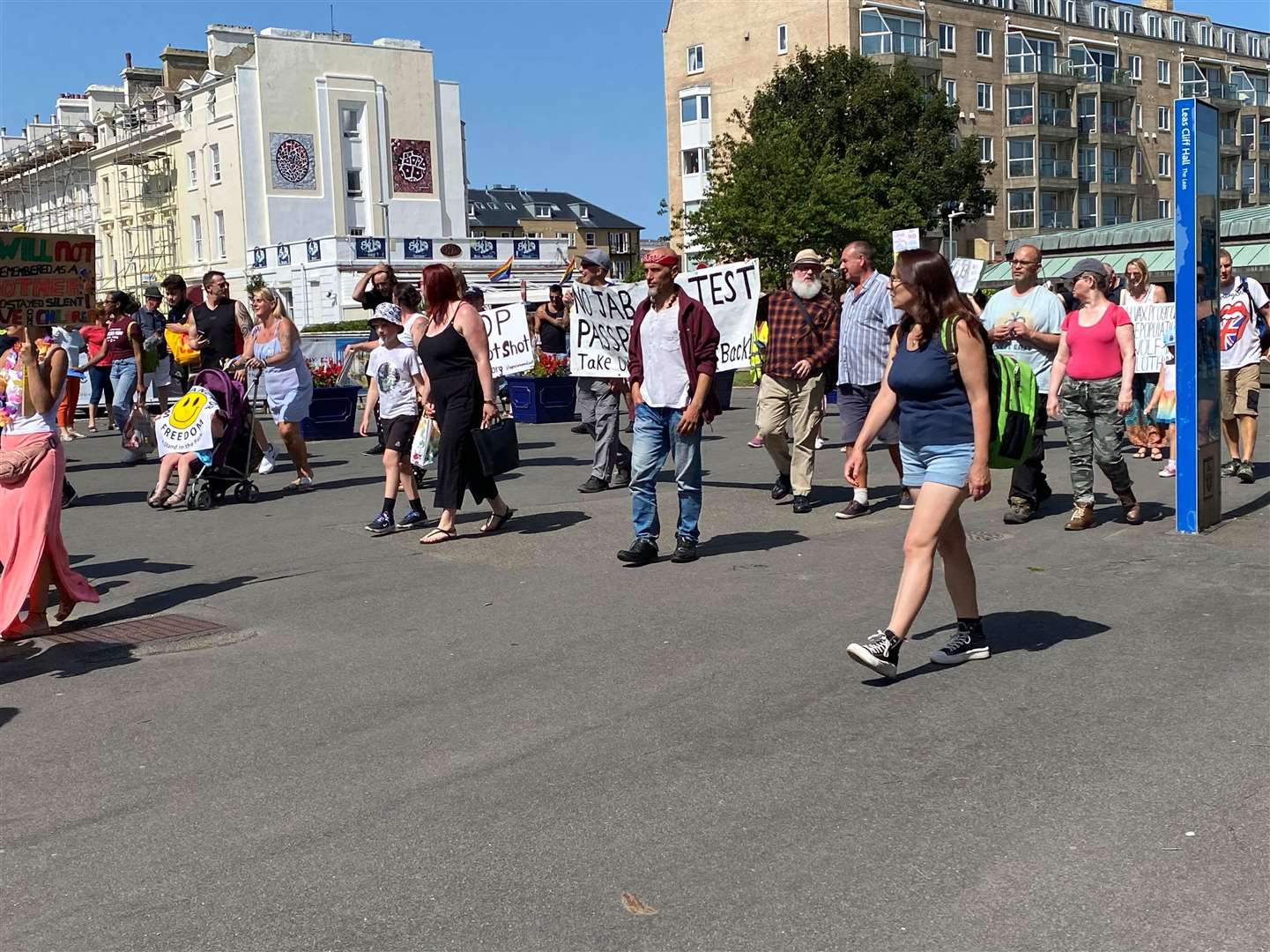 People protested in Folkestone on Saturday over the Covid vaccination. Photo: David Joseph Wright