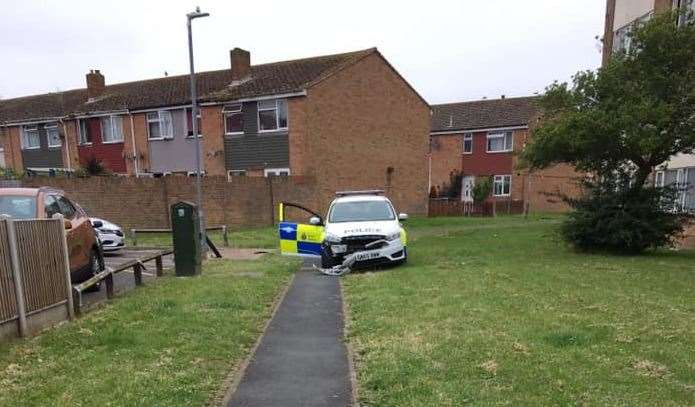 A police car crashed following a pursuit through Ramsgate. Picture: Amanda Stewart (13041060)