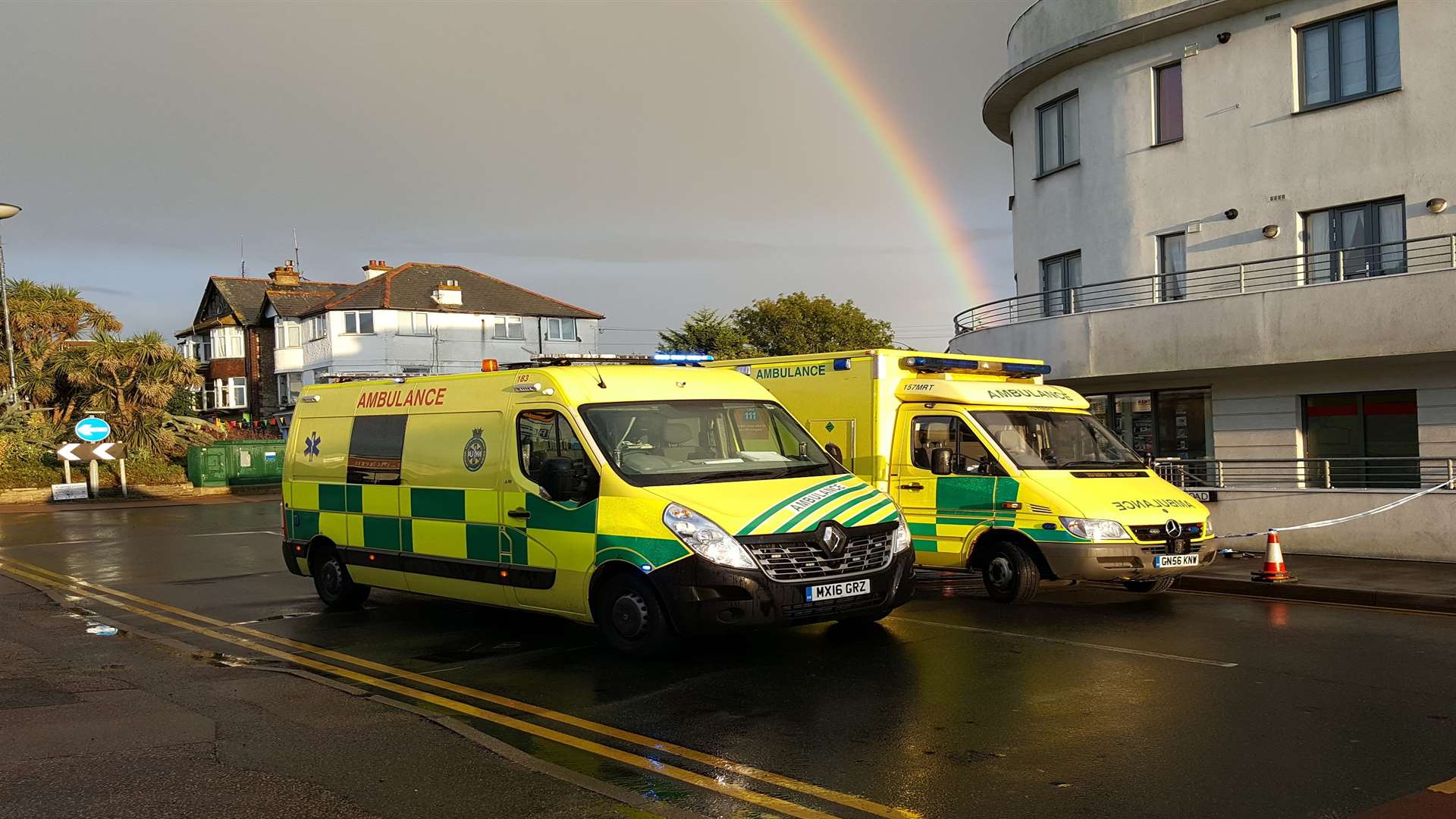 Emergency services at the scene of the incident in Tankerton