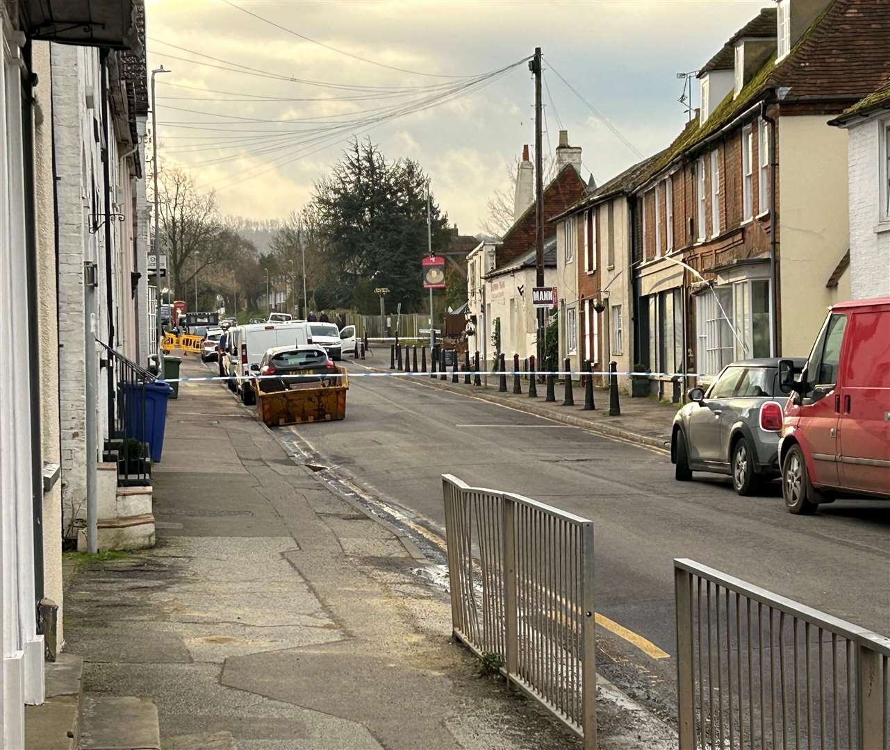 The scene in Boughton-under-Blean after Mr Pritchard was killed