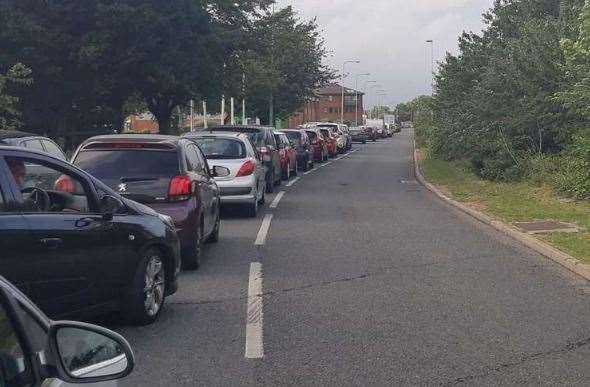 Traffic was at a standstill on the Medway City Estate last night due to temporary traffic lights