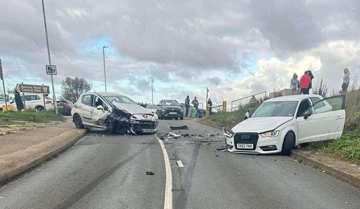 The scene of the crash in Marine Parade near Barton's Point Costal Park. Picture: iCars