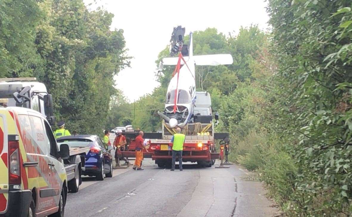 The plane was recovered from bushes. Picture: Luke Challinger