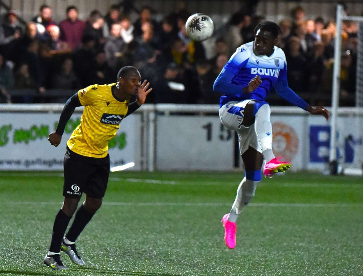 Stones skipper Gavin Hoyte clears ahead of Ronald Sithole Picture: Steve Terrell