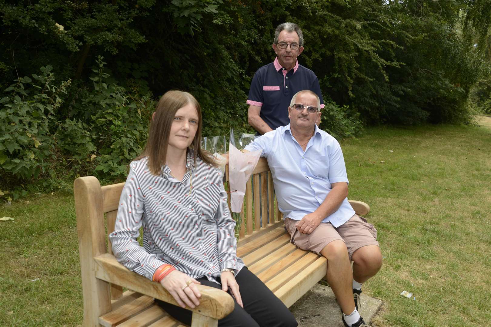 Amanda's cousin Jo Champion at the bench with supporters Brian Mabb and Chris Pimm