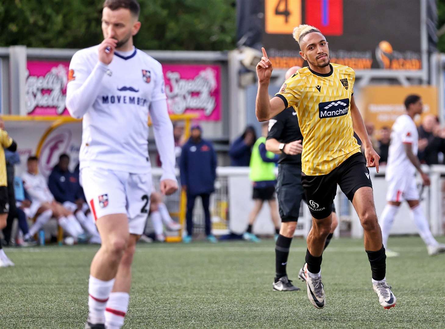 Matt Bentley has just scored Maidstone's 400th league goal at the Gallagher. Picture: Helen Cooper