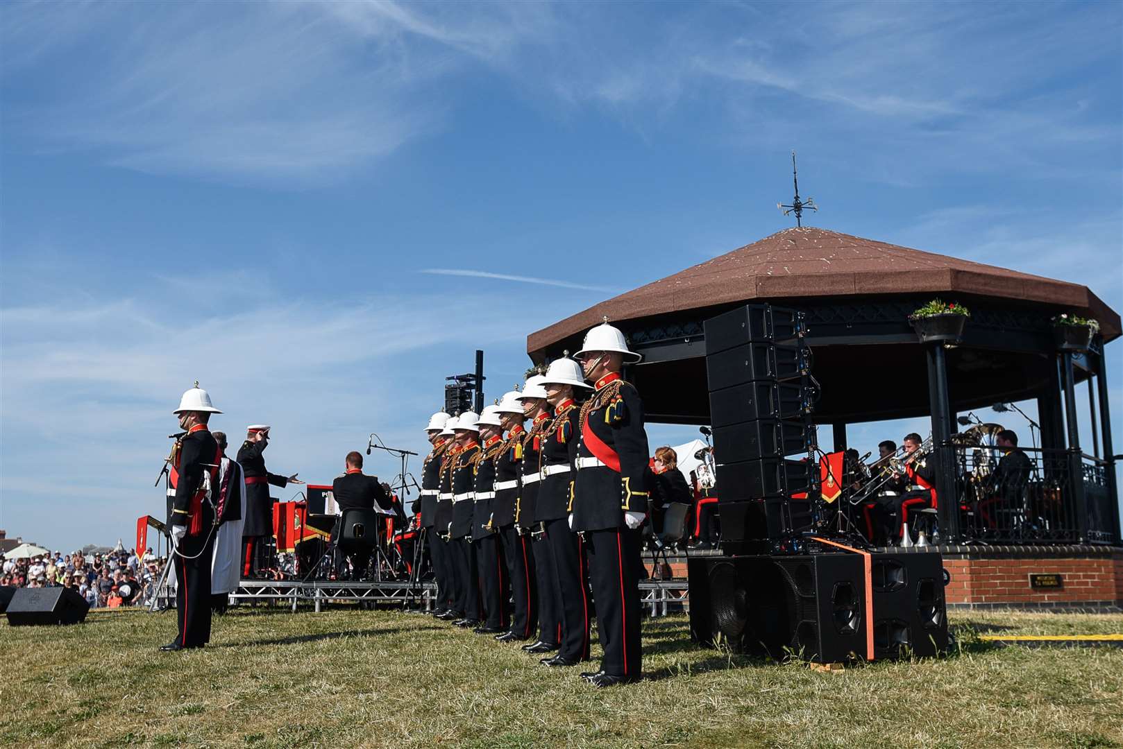 Members of HM Portsmouth Band led by Lt Col Jon Ridley