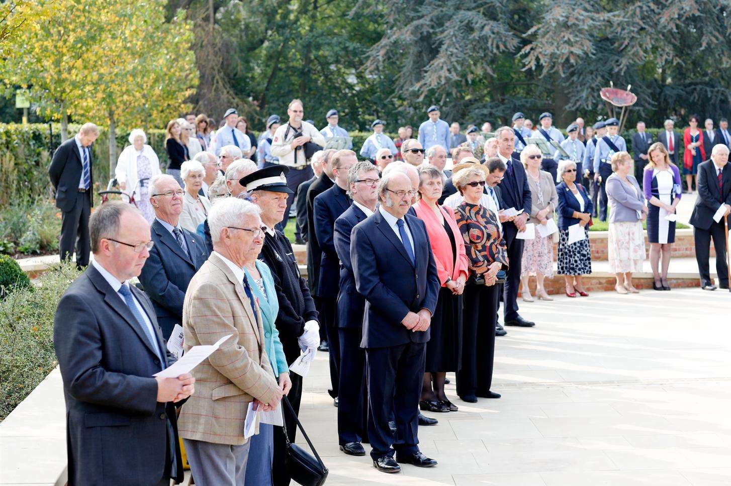 Duke of Kent unveils plaque at the refurbished Tonbridge Memorial Gardens as invited guests watch on. Picture: Matthew Walker