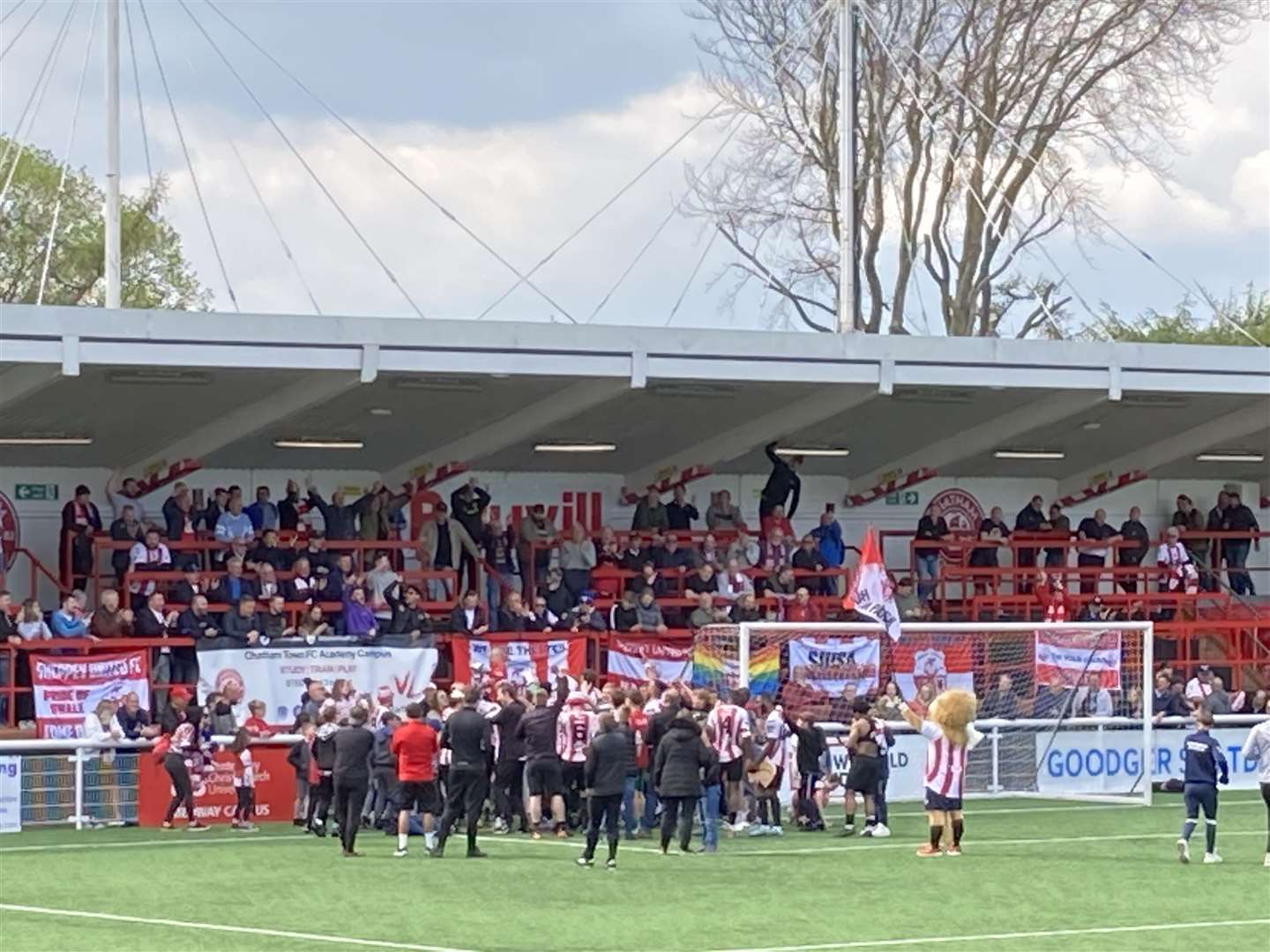 Sheppey United celebrate their SCEFL Challenge Cup win their fans (56404662)