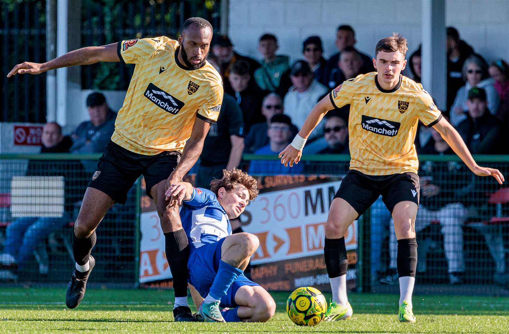 Maidstone double up on Herne Bay's Artem Kuchkov. Picture: Helen Cooper