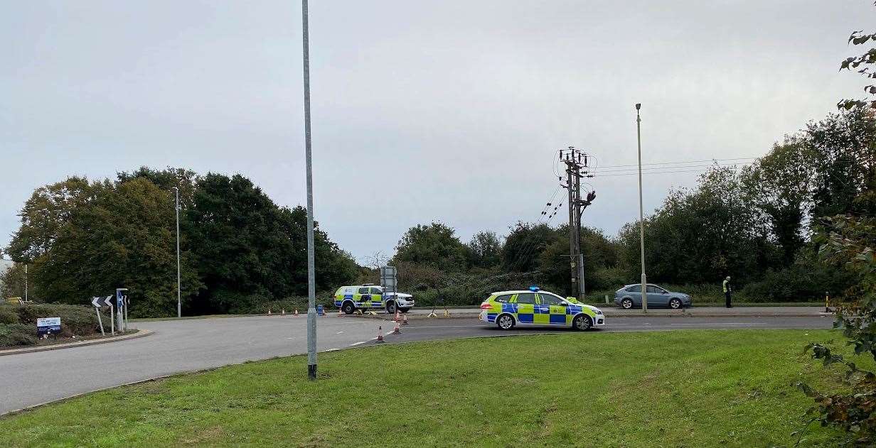 The A28 Great Chart bypass is closed from Brookfield Road near Matalan to Tithe Barn Lane