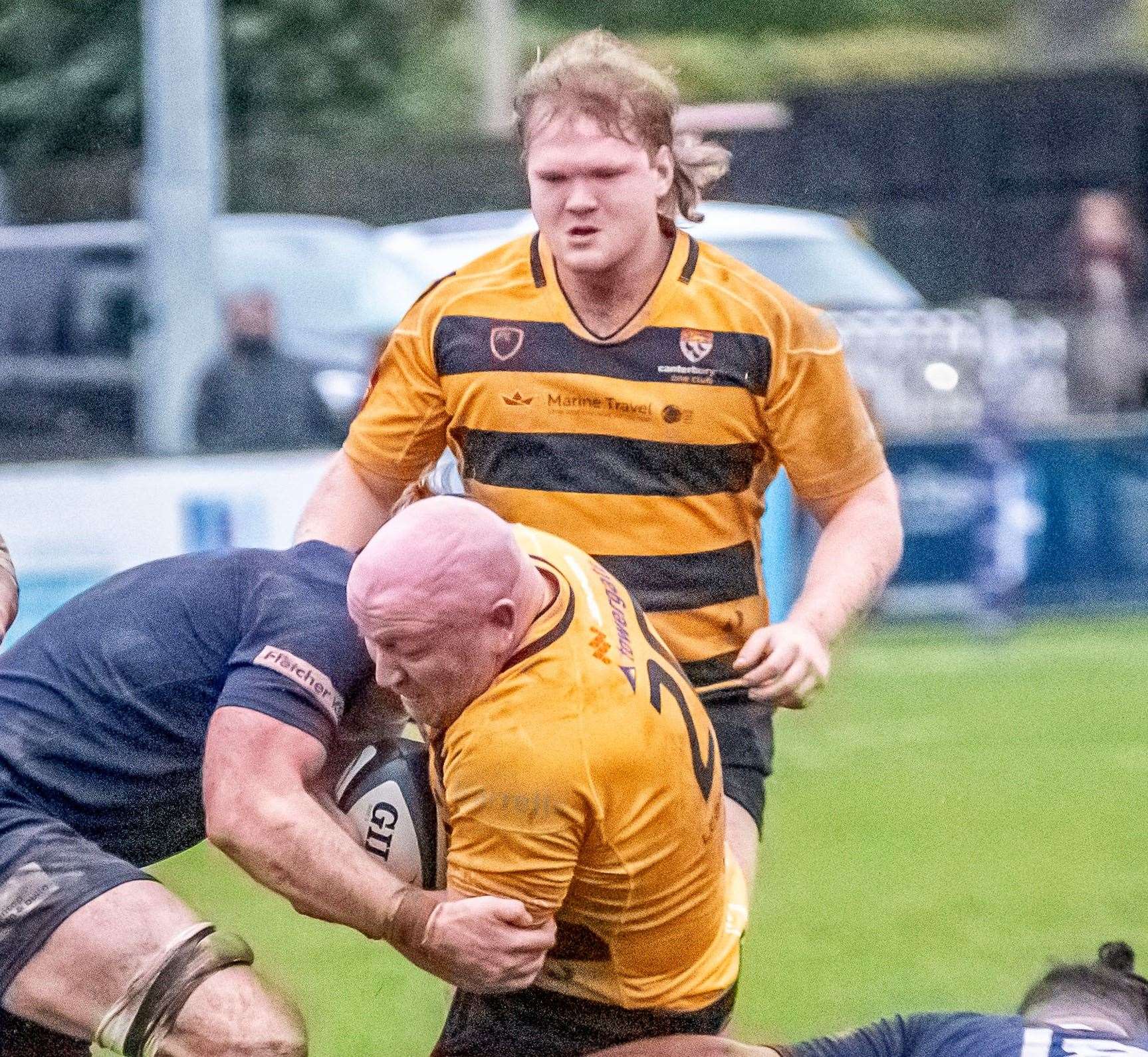 Danny Herriott gets stuck in for Canterbury against Barnes. Picture: Phillipa Hilton