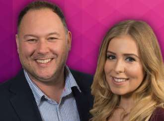 kmfm breakfast show presenters Garry and Laura