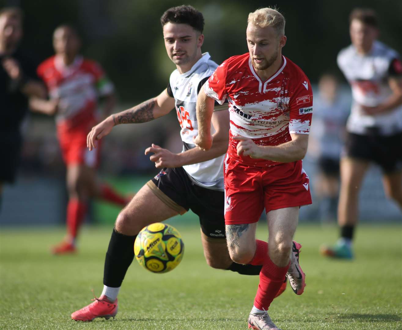 Ramsgate's Alfie Paxman in the thick of the action against Deal. Picture: Paul Willmott