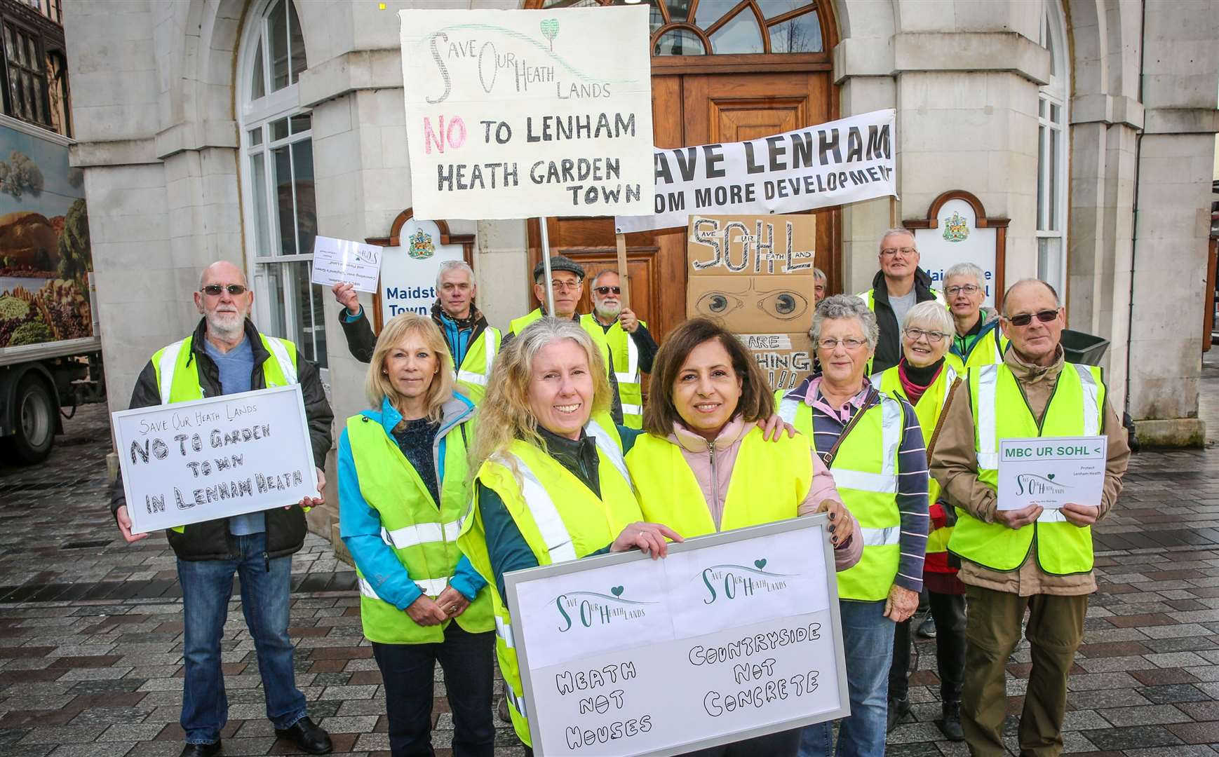 A protest in 2019 against plans for the Heathlands garden community Picture: Matthew Walker.