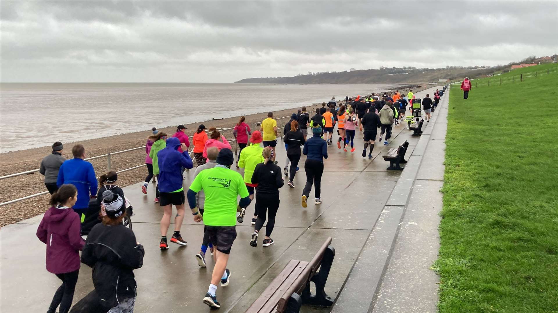 They're off! Seventy-one runners celebrated the 100th anniversary of Sheppey's 5k parkrun on The Leas at Minster on Saturday. Picture: John Nurden