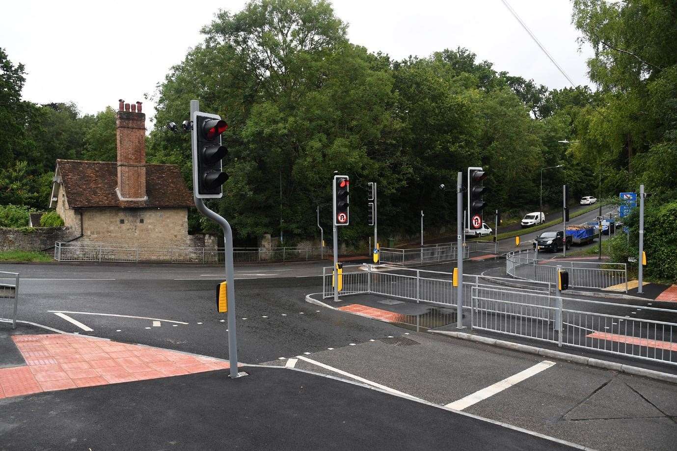 The new traffic lights at the Willington Street/Deringwood Drive junction in Maidstone