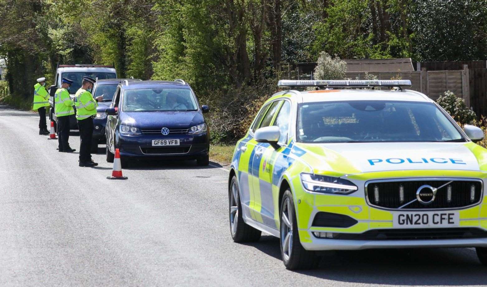 A road block put in place in Snowdown as part of the murder investigation into Julia James' death