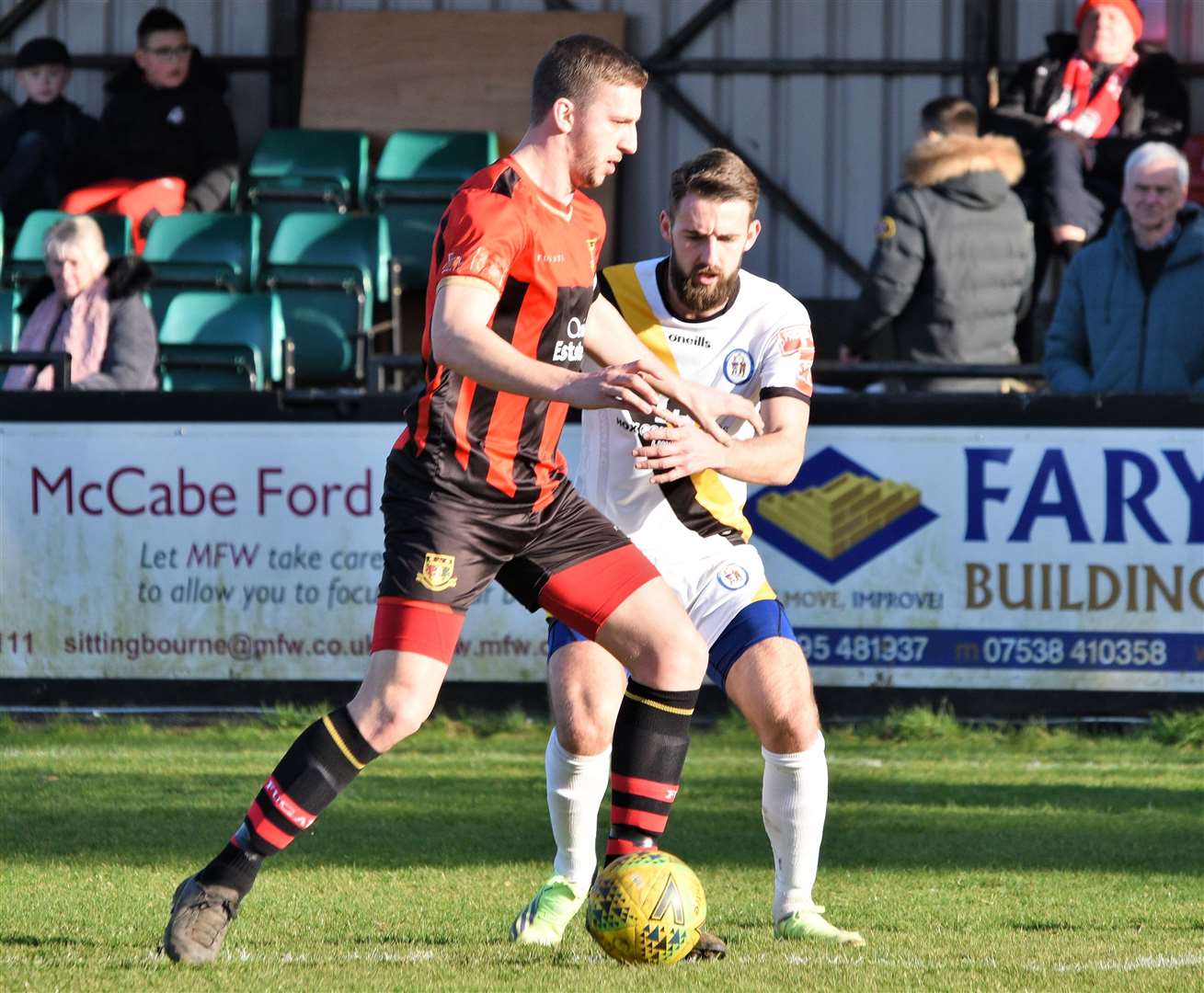 Captain Kane Rowland scored Sittingbourne's first against Haywards Heath Picture: Ken Medwyn