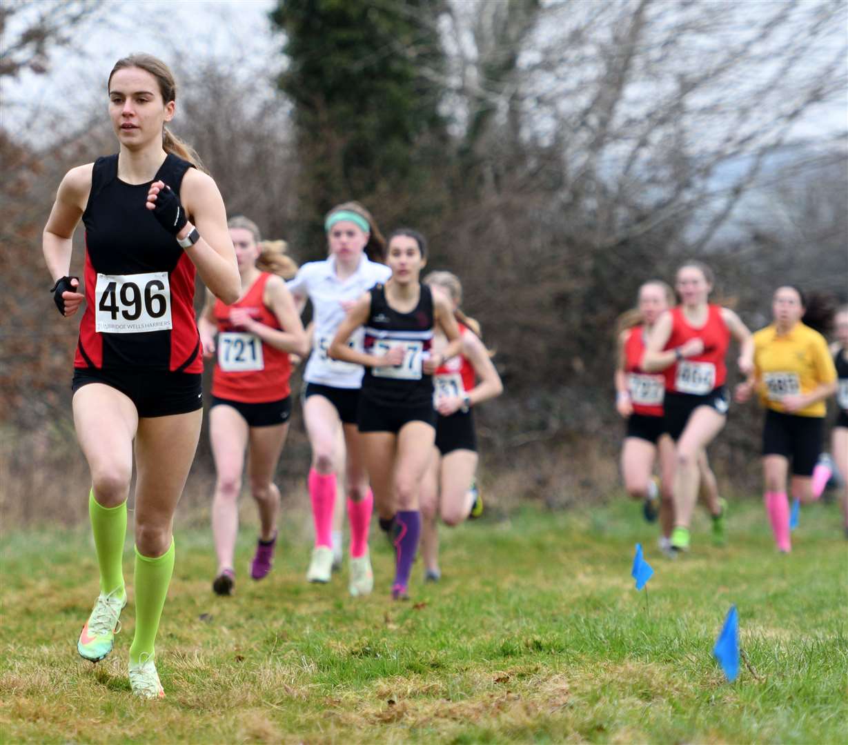 Tonbridge's Annabelle Souter leads the way in the intermediate girls' race. Picture: Barry Goodwin (54437955)