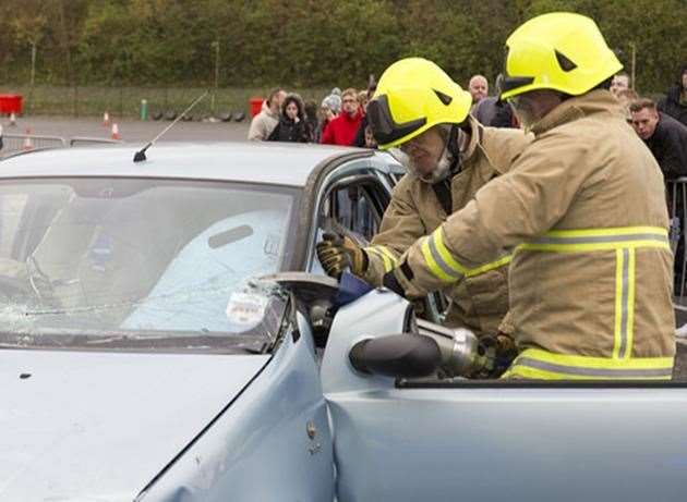 A woman was freed from her car. Stock picture (22082465)