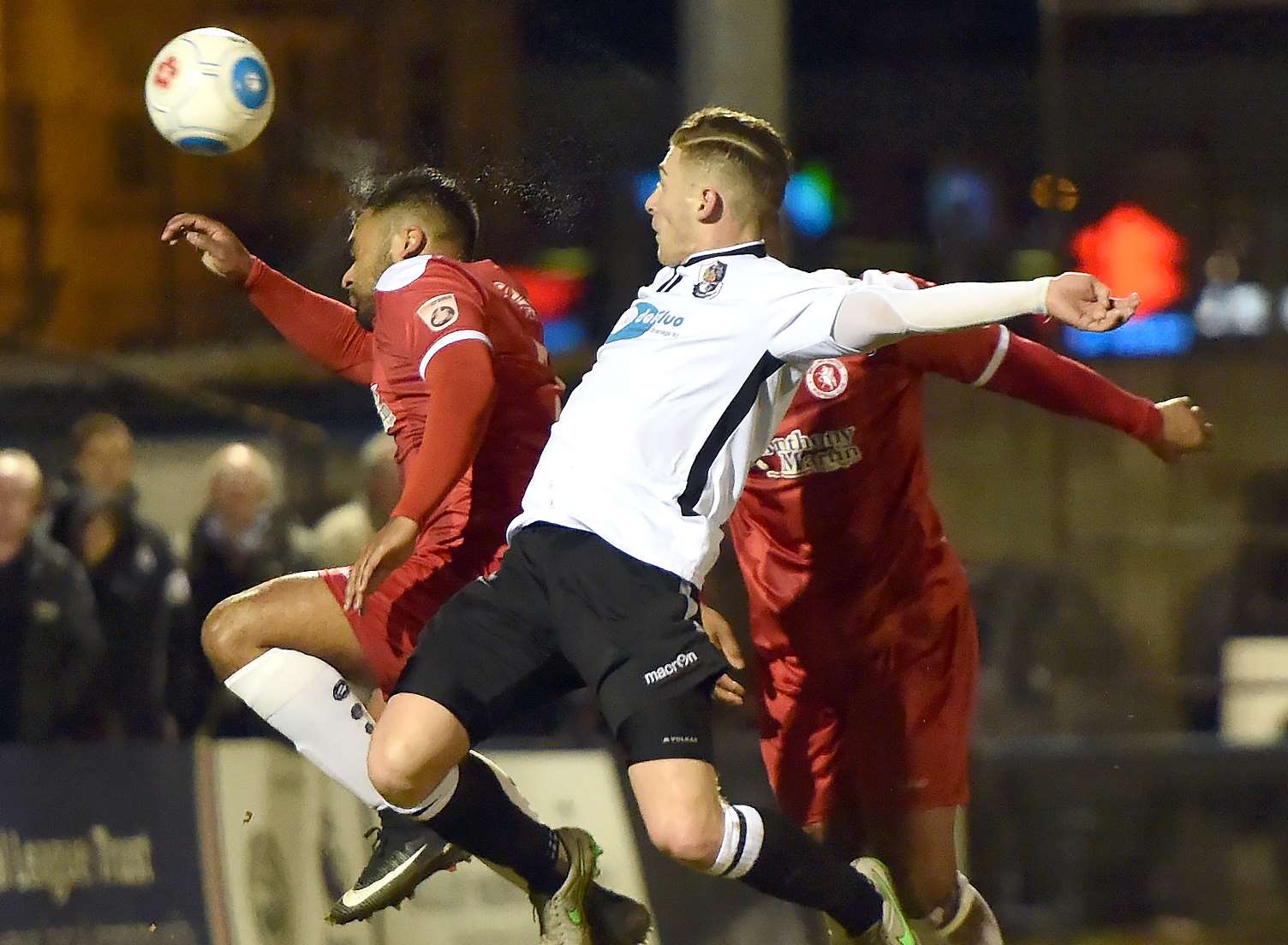 Dartford's Andy Pugh is thwarted by Welling defender Jordan Brown. Picture: Keith Gillard