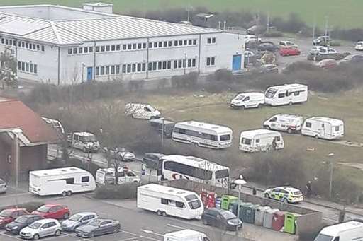 Caravans by Manston Road. Pic: Clare Benson