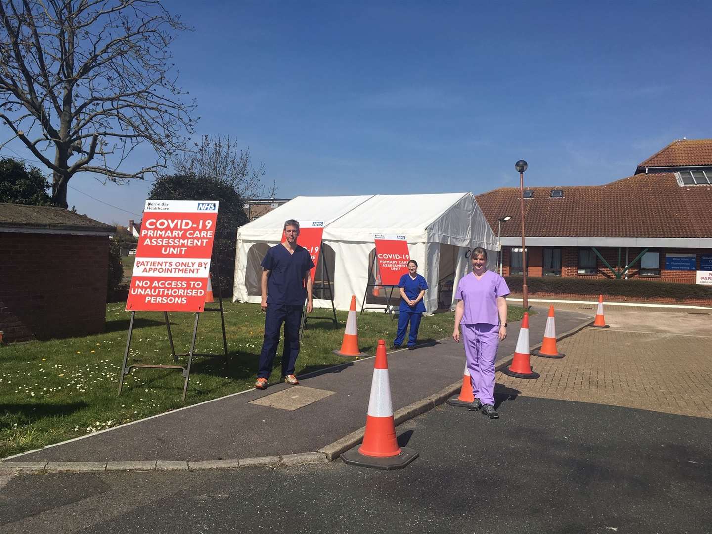 Dr Jeremy Carter, left, with staff from the Covid-19 hot site at the Queen Victoria Memorial Hospital in Herne Bay. Picture: Jeremy Carter (34347469)