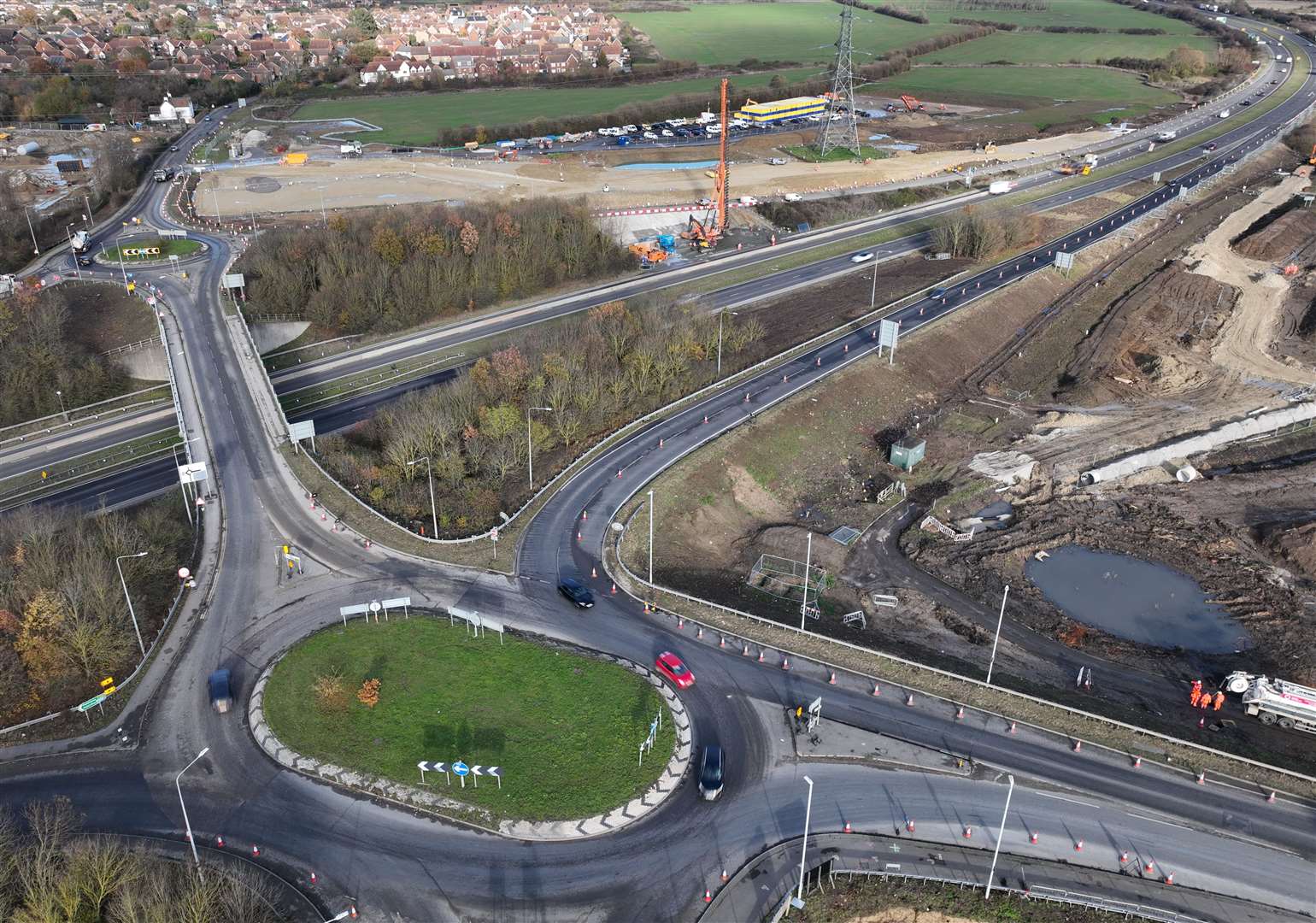 Work underway on the Grovehurst junction near Sittingbourne in November 2023. Picture: Phil Drew