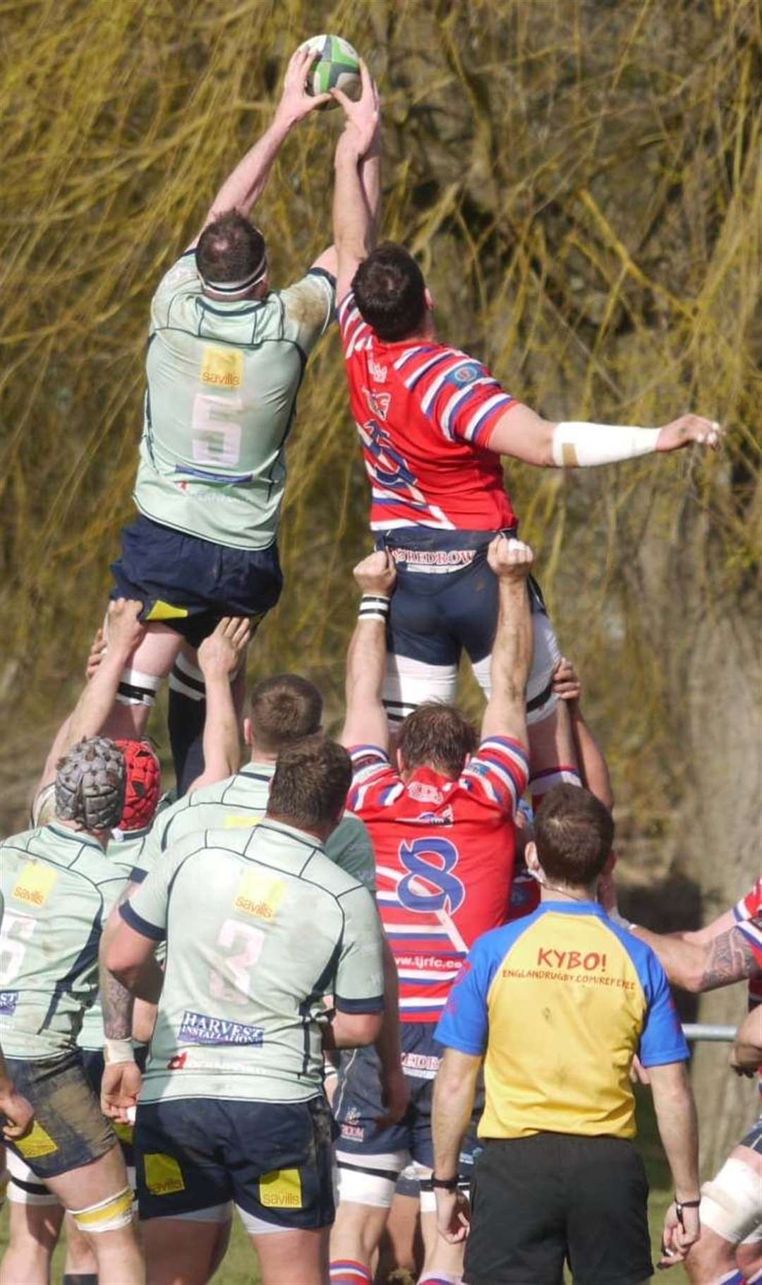 Tonbridge's Perry Parker, right, leaps into action