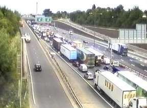 Traffic at the Dartford Crossing after an accident