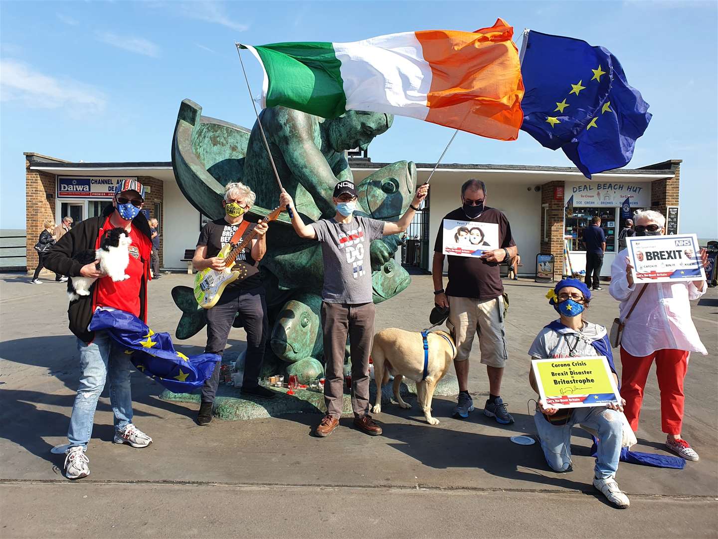 The anti-Brexit campaigners waved flags to highlight their cause Picture: Peter Cook