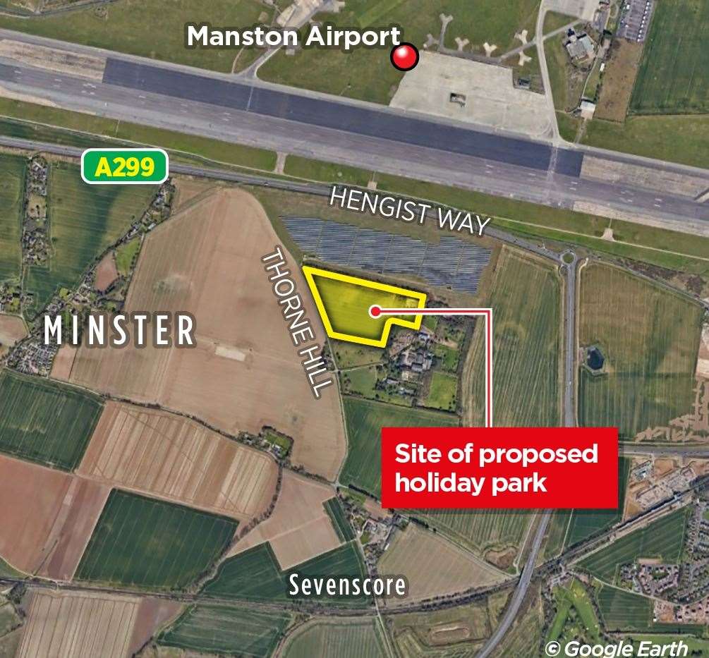 Where the holiday park will sit in relation to the village