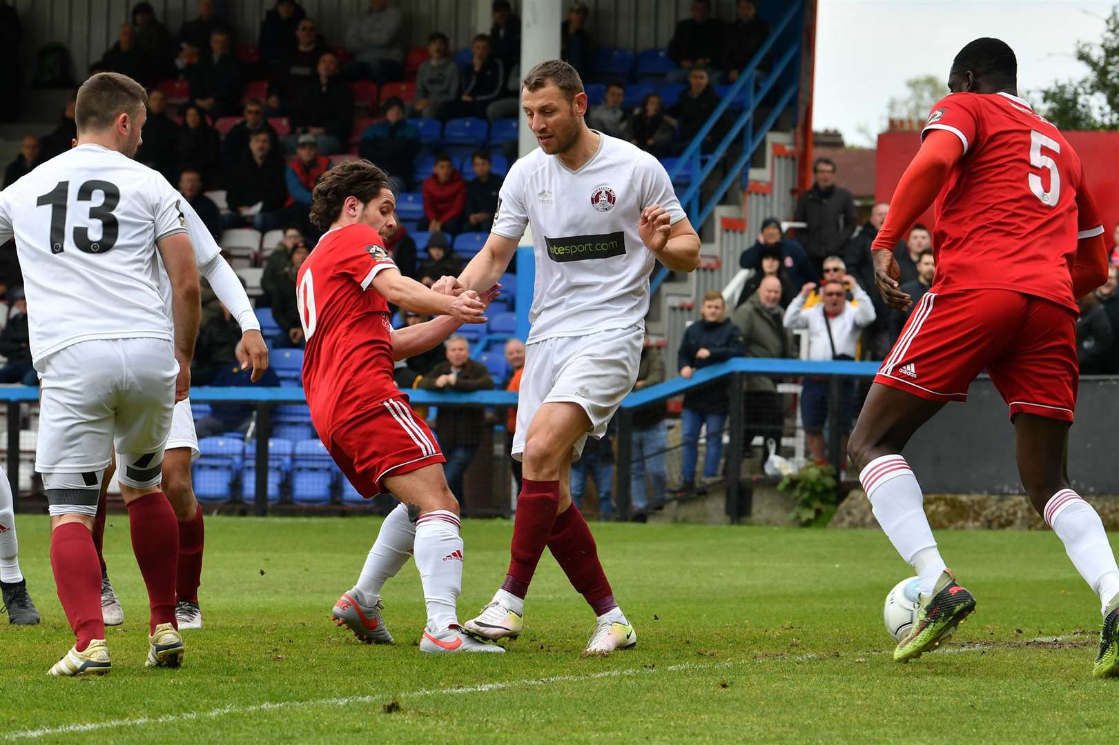 Bradley Goldberg puts Welling ahead against Chelmsford. Picture: Keith Gillard