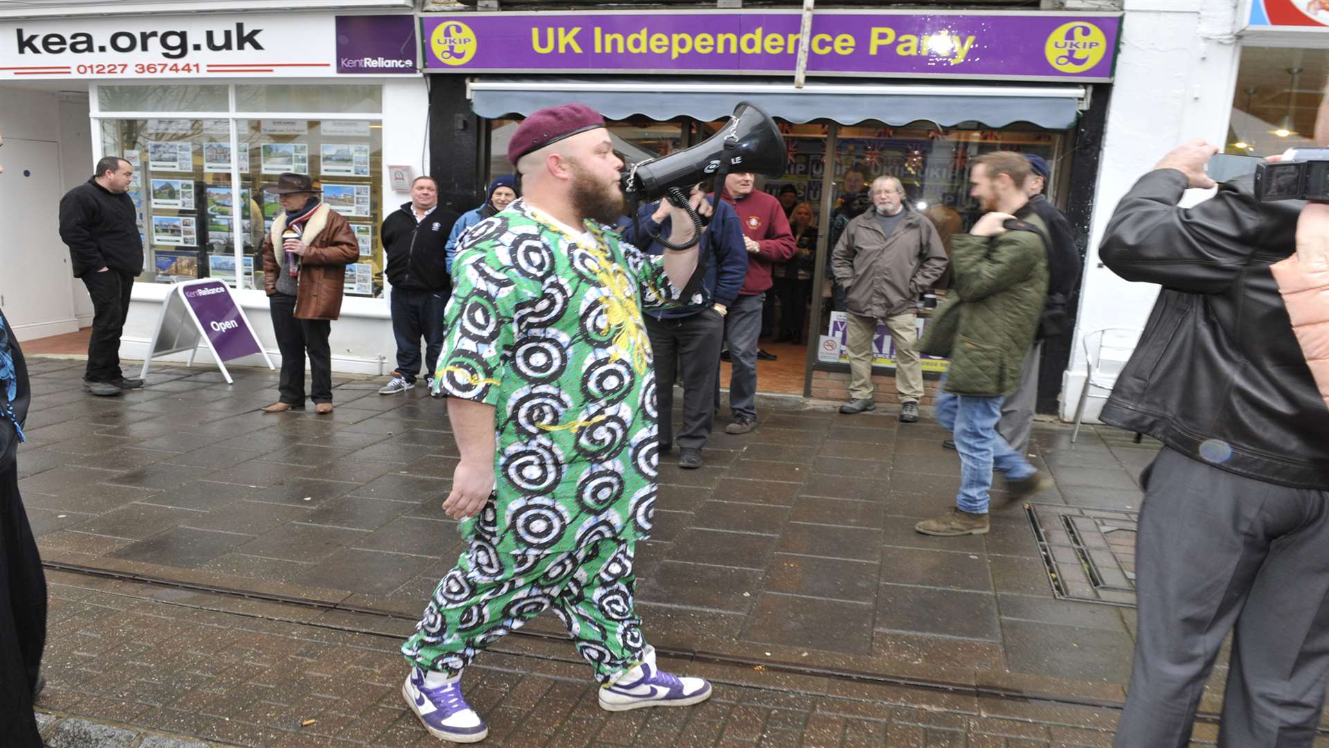 Prophet Zebadiah Abu Obadiah protests outside the office. Picture - Tony Flashman