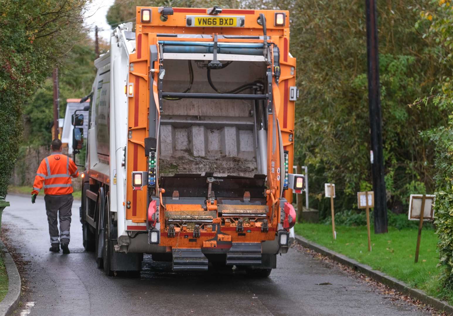 The black sack was put into the back of the bin lorry. Stock picture