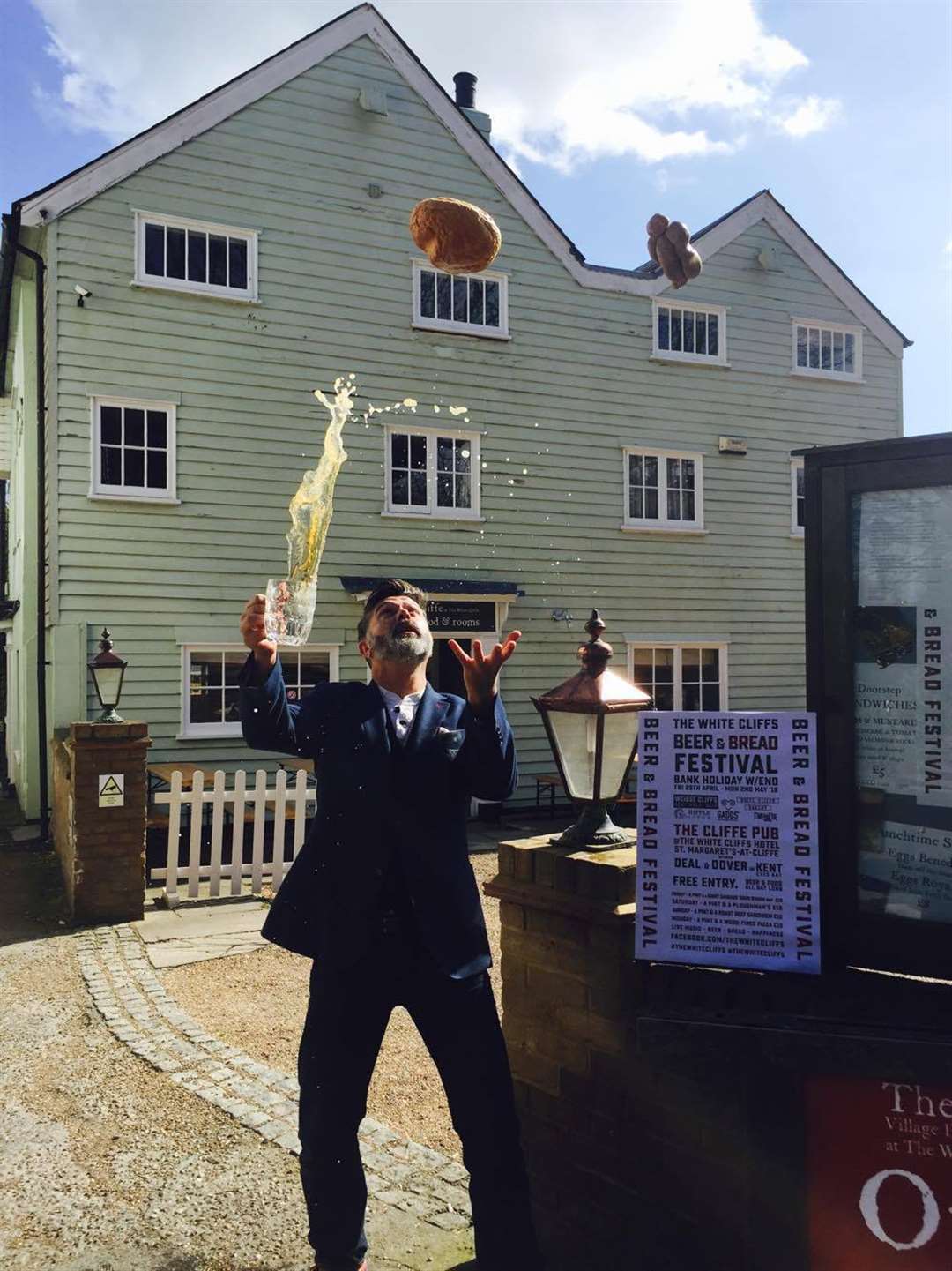 Proprietor Gavin Oakley juggles beer and bread ahead of the festival