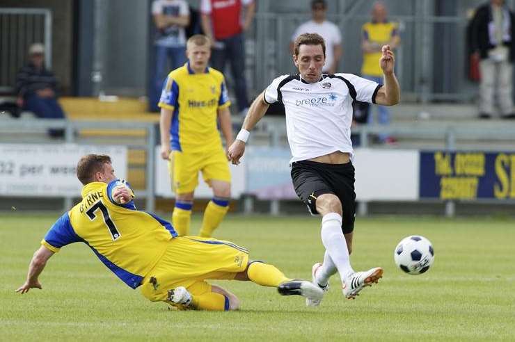 Tom Champion in action for Dartford against Kidderminster