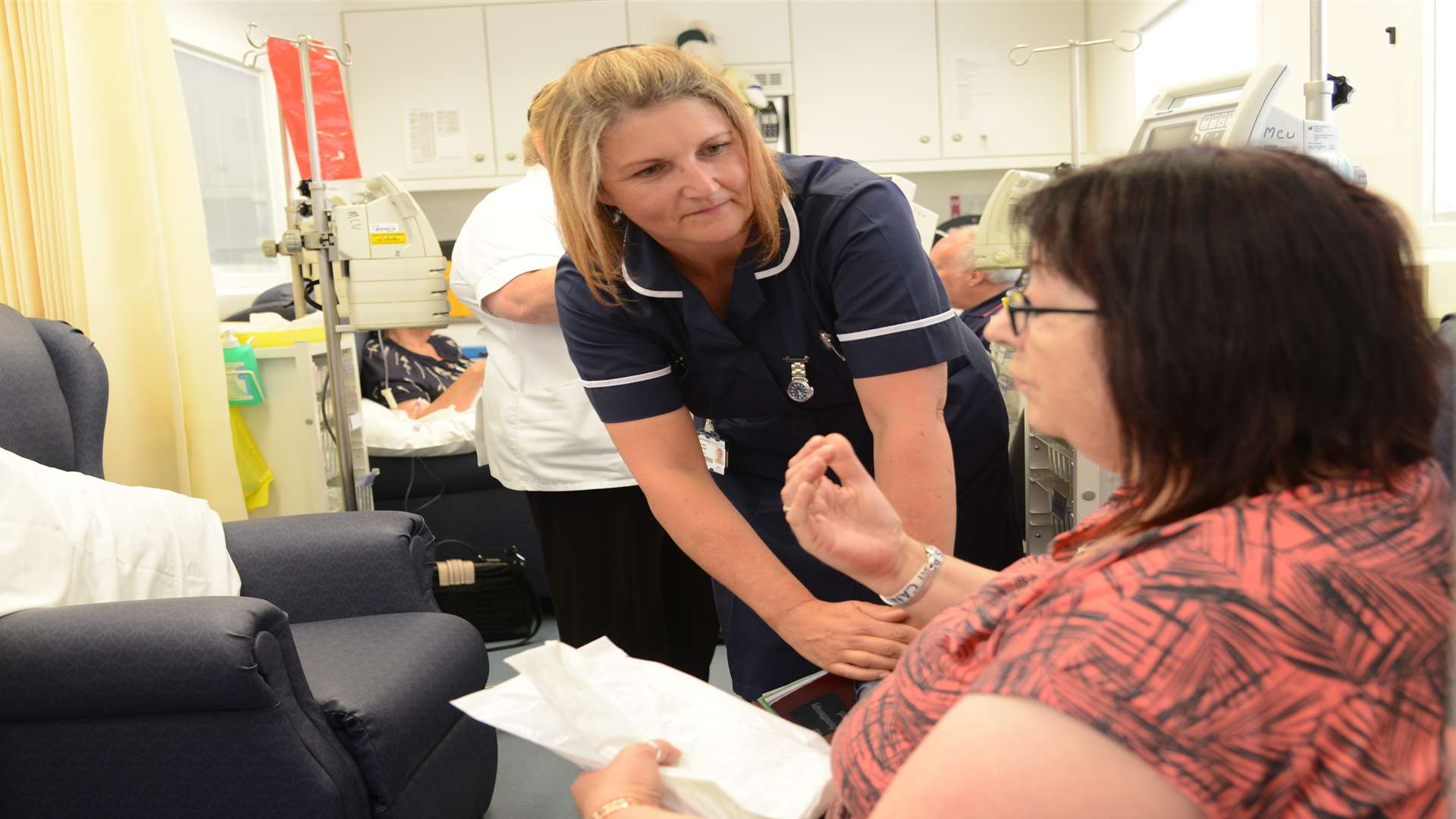 Jo Rockey is treated by Lucy Turner. Picture: Gary Browne