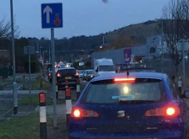 This is how Park Farm Road looked on Monday at 4.30pm. Picture: Tim Fuller