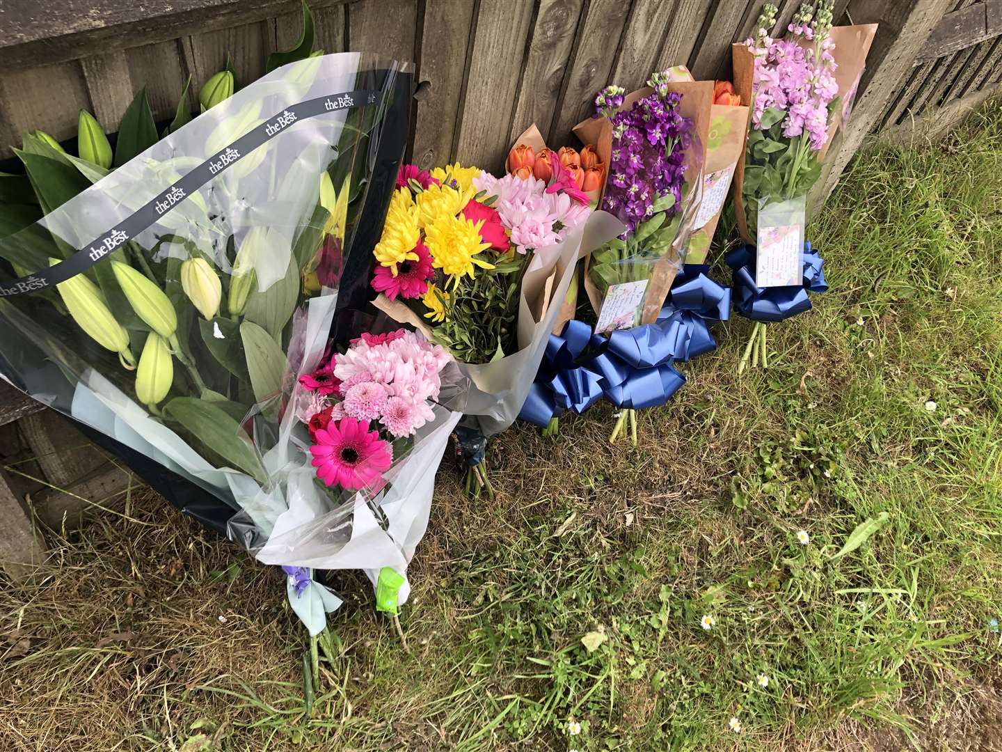 Floral tributes left at the scene of the fatal crash